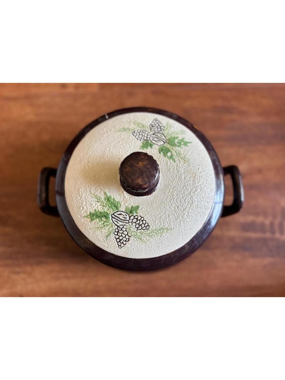 Vintage Ceramic Pot with Pinecone Design Lid